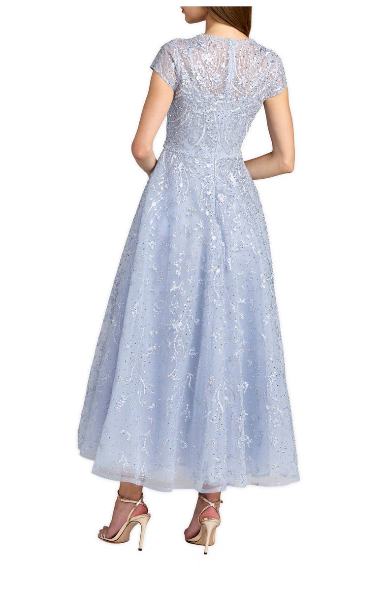 Mac Duggal Women's Embellished High Neck Cap Sleeve A Line Dress, Alternate, color, Powder Blue