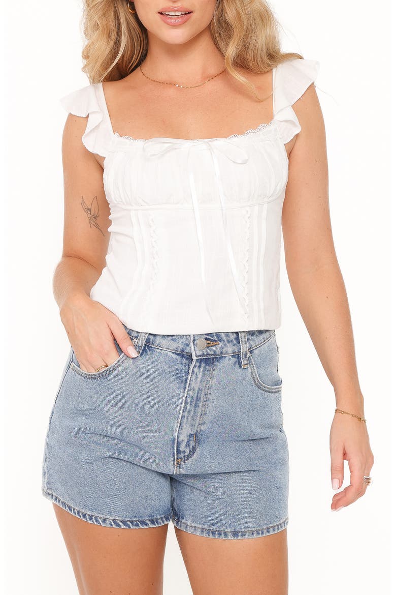 Lany Lace Trim Top, Main, color, WHITE