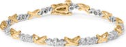 Haus of Brilliance 10K Two-Tone Gold 1/2 Cttw Diamond Alternating 3 Stone and X-Link Bracelet