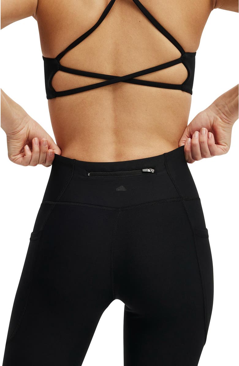 COTTON ON BODY Women's Active Fleece Lined Full Length Tight, Alternate, color, Black Reflective Stripe