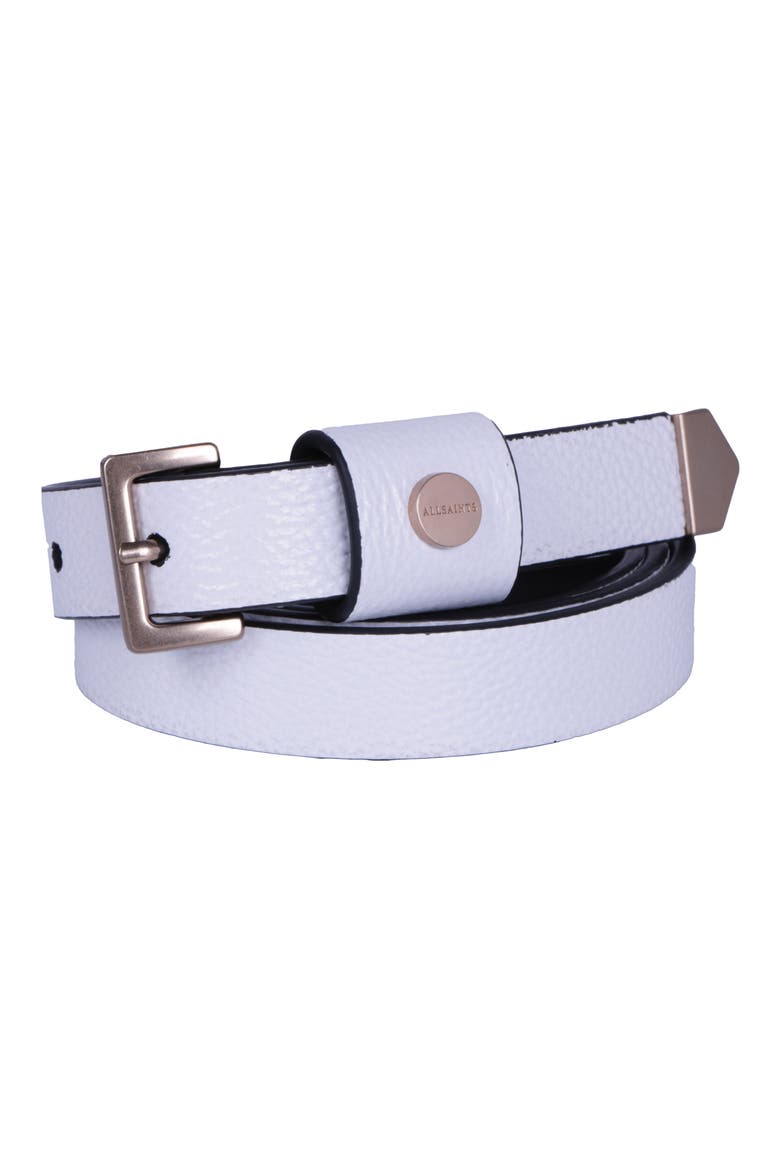 Logo Stud Leather Belt, Main, color, OFF WHITE