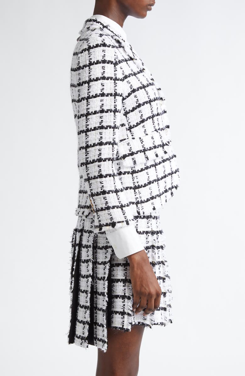 Thom Browne Windowpane Check Tweed Blazer, Alternate, color, White