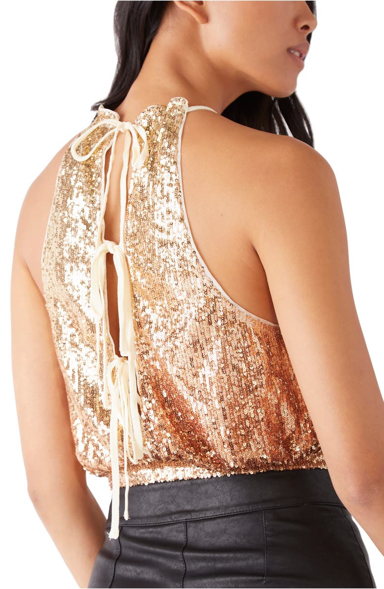 Free People Lights Out Sequin Halter Top, Alternate, color,