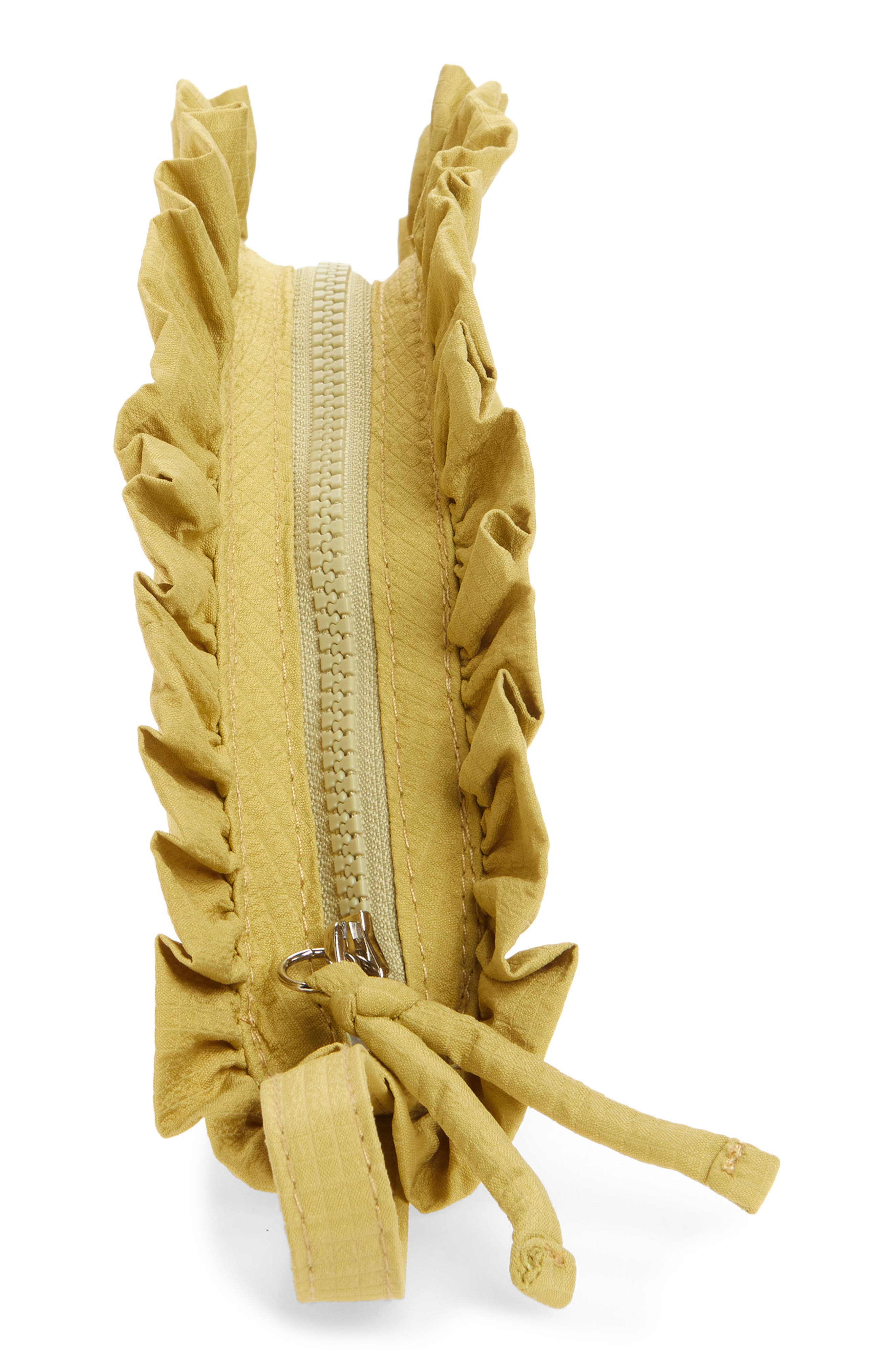 Damson Madder Ruffle Half Moon Makeup Bag, Alternate, color, Green