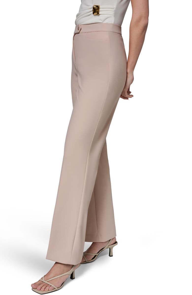 Donna Karan New York Side Button Flat Front Straight Leg Pants, Alternate, color, Snow Petal