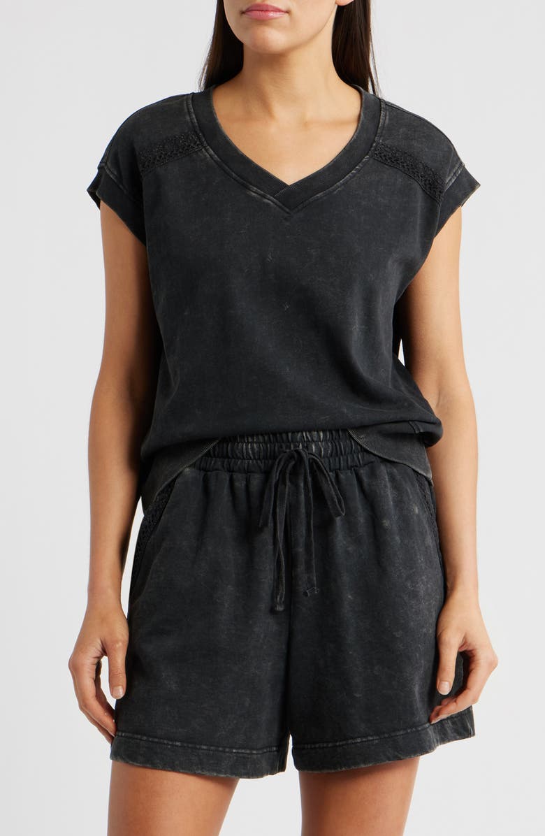 CITY BLUES Crochet Detail Muscle Tee, Main, color, Black