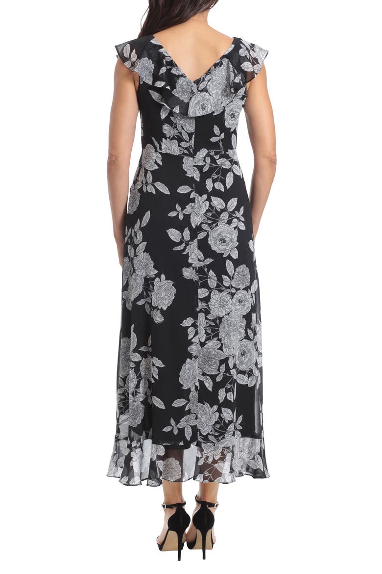 Ruffle Wrap Maxi Dress, Alternate, color, BLACK/ SOFT WHITE