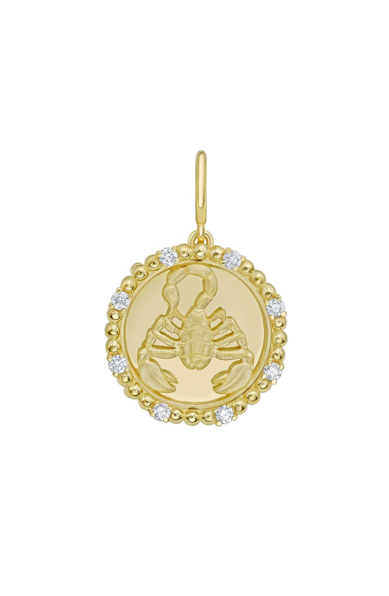 Lionheart 14K Gold Scorpio Diamond Bead Zodiac Medallion, Main, color, Yellow Gold