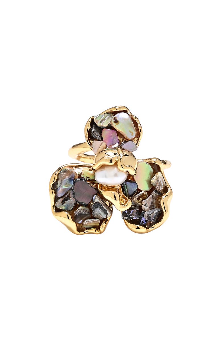 EYE CANDY LOS ANGELES Vida Flower Statement Ring, Alternate, color, Gold