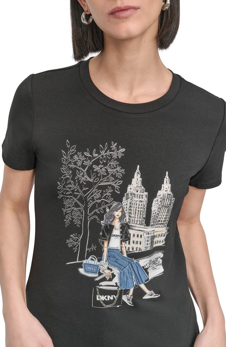 DKNY Bow Bridge Graphic T-Shirt, Alternate, color, 