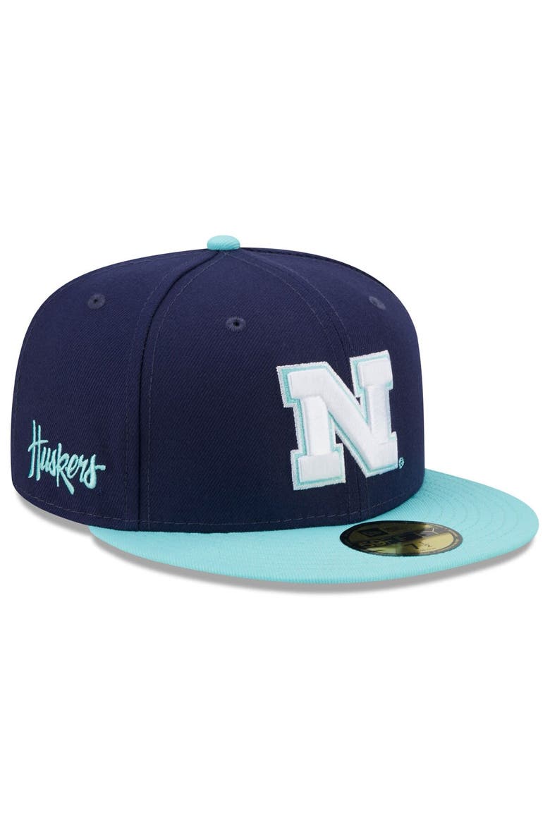 Men's New Era Navy/Light Blue Nebraska Huskers 59FIFTY Fitted Hat, Main, color, Navy