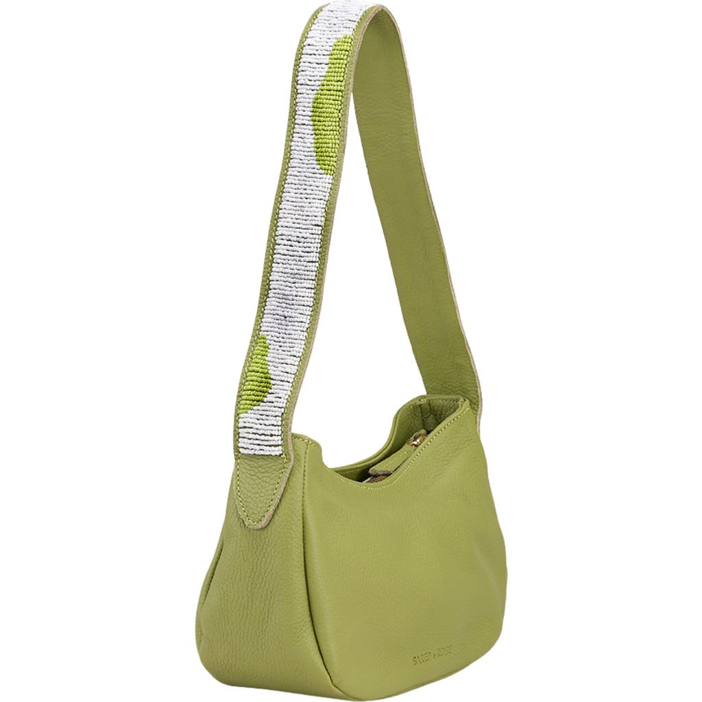 Sarep + Rose Hand-beaded Shoulder Bag In Guacamole Green