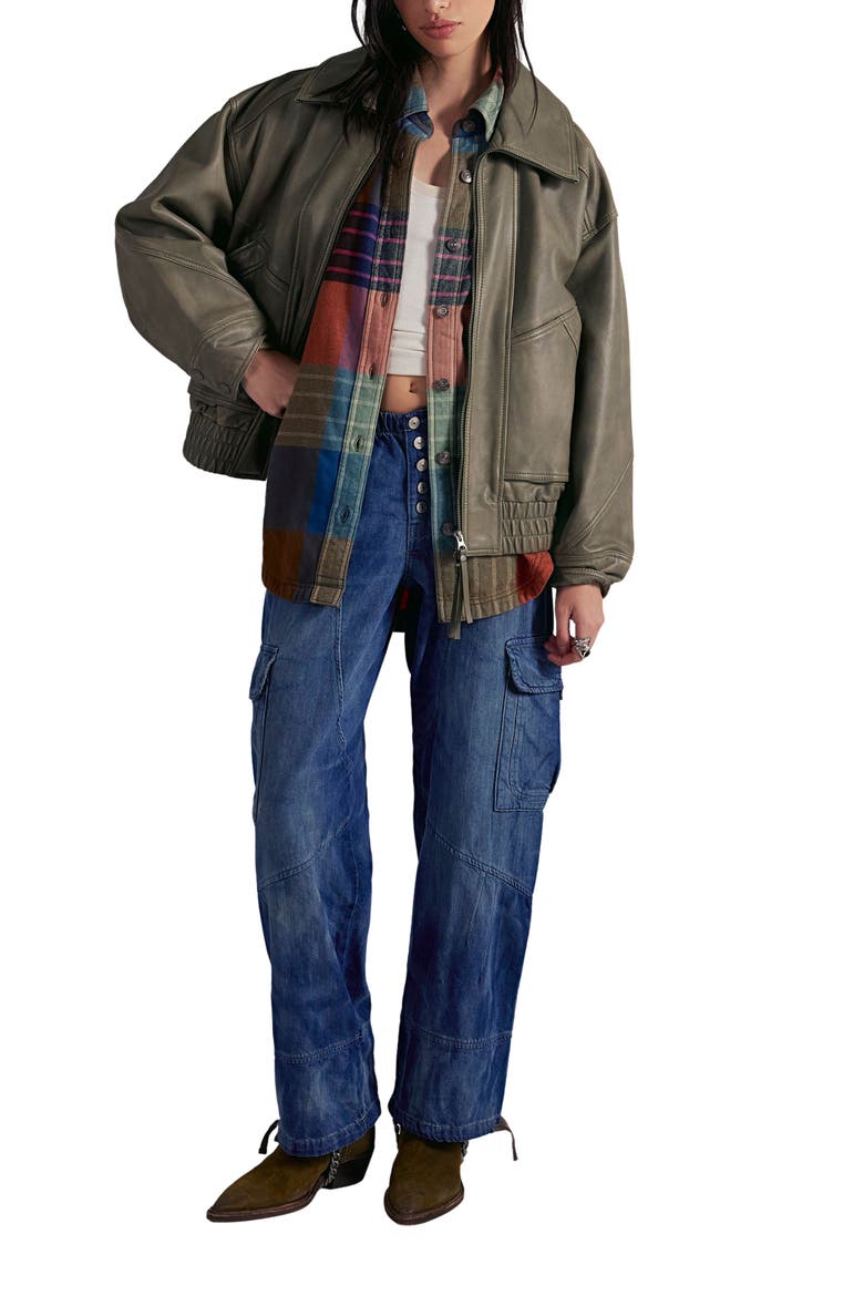 Ashley Oversize Plaid Cotton Button-Up Shirt, Alternate, color, GINGER COMBO
