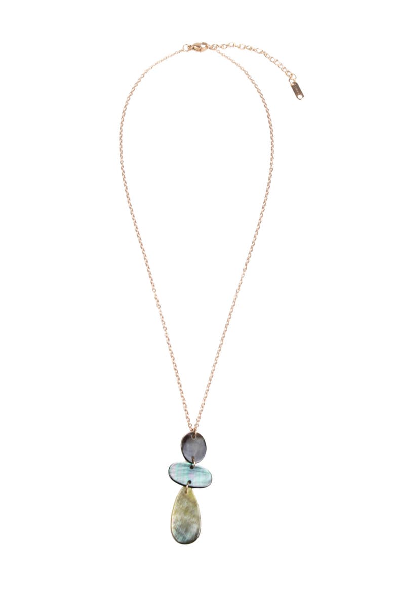 LIKHA Mother-of-Pearl Round, Oblong & Raindrop Pendant Necklace, Alternate, color, Black