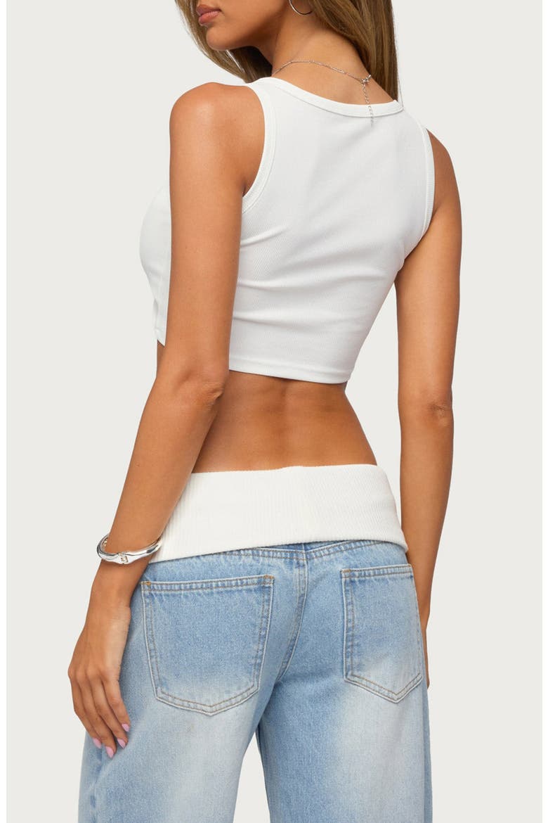 Lumi Rib Twist Front Crop Tank, Alternate, color, WHITE