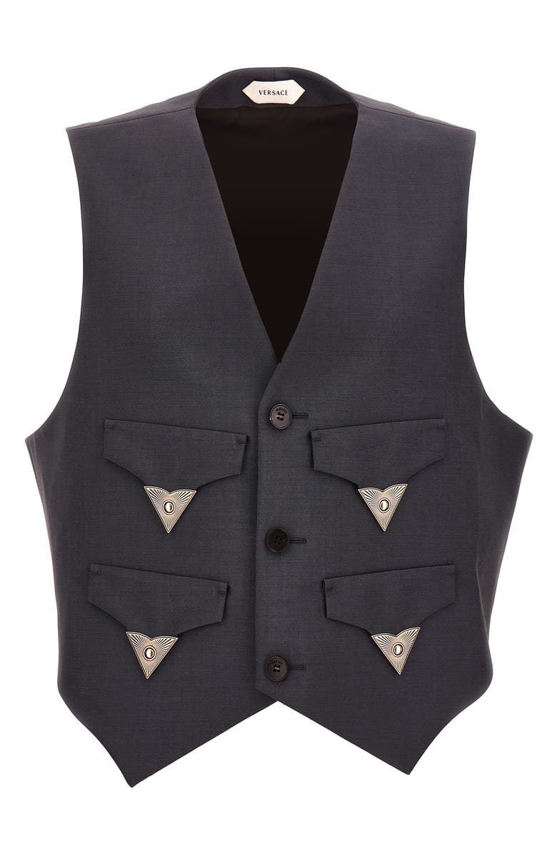 Versace First Line Lightweight Wool & Mohair Vest, Main, color, Grey