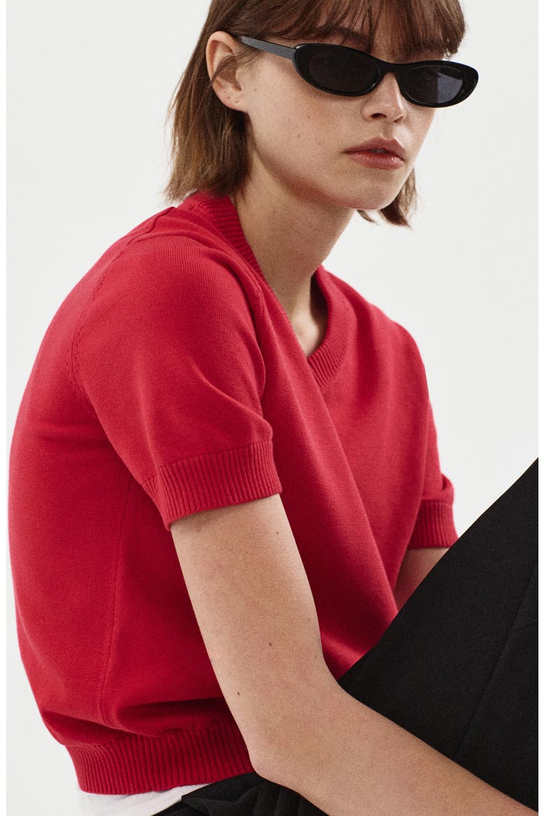 V-Neck Sweater, Alternate, color, RED