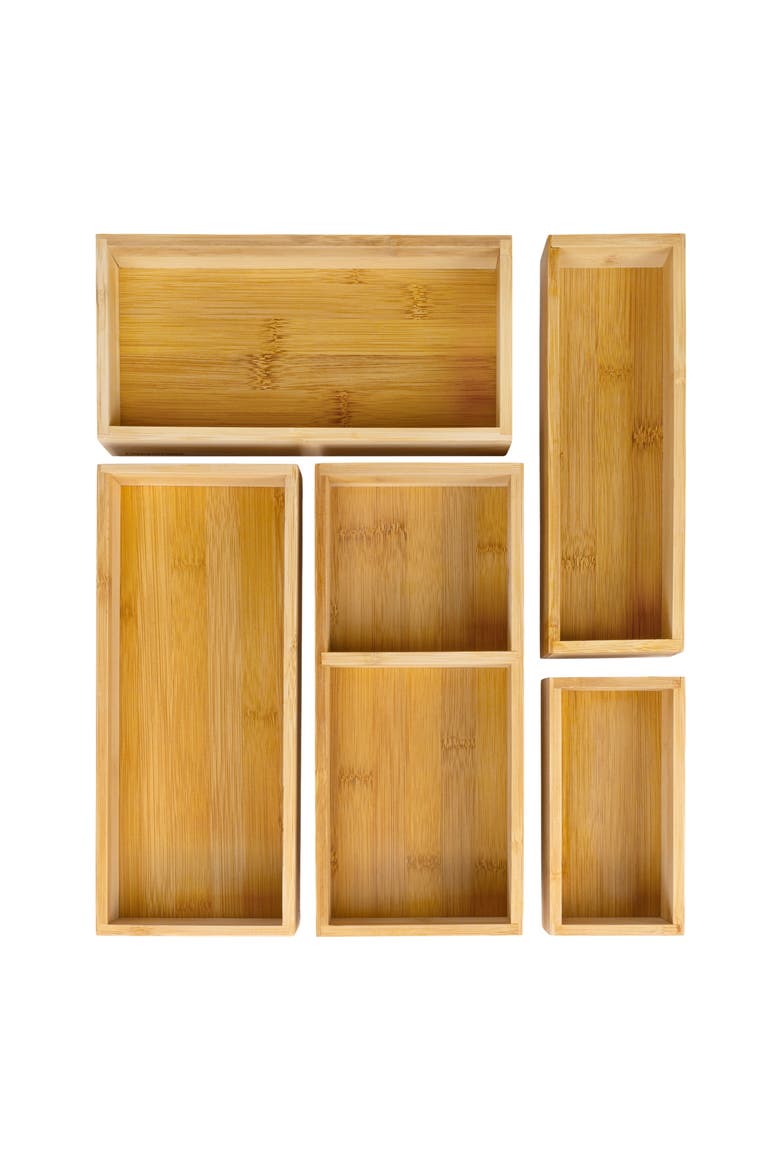Eldora Handcrafted 5-Piece Multi-Use Individual  Drawer Organizer Boxes, Main, color, Natural