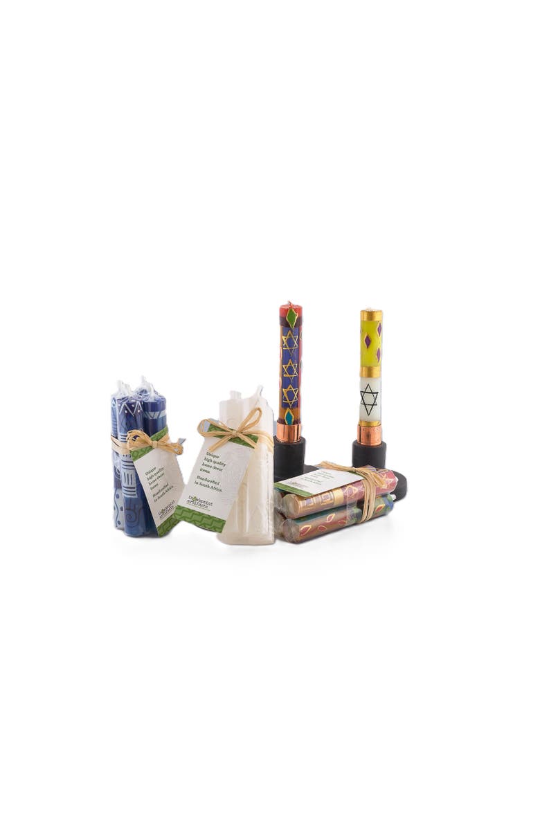 Thumbprint Artifacts Shabbat Judaica Painted Candles, Alternate, color, Judaica
