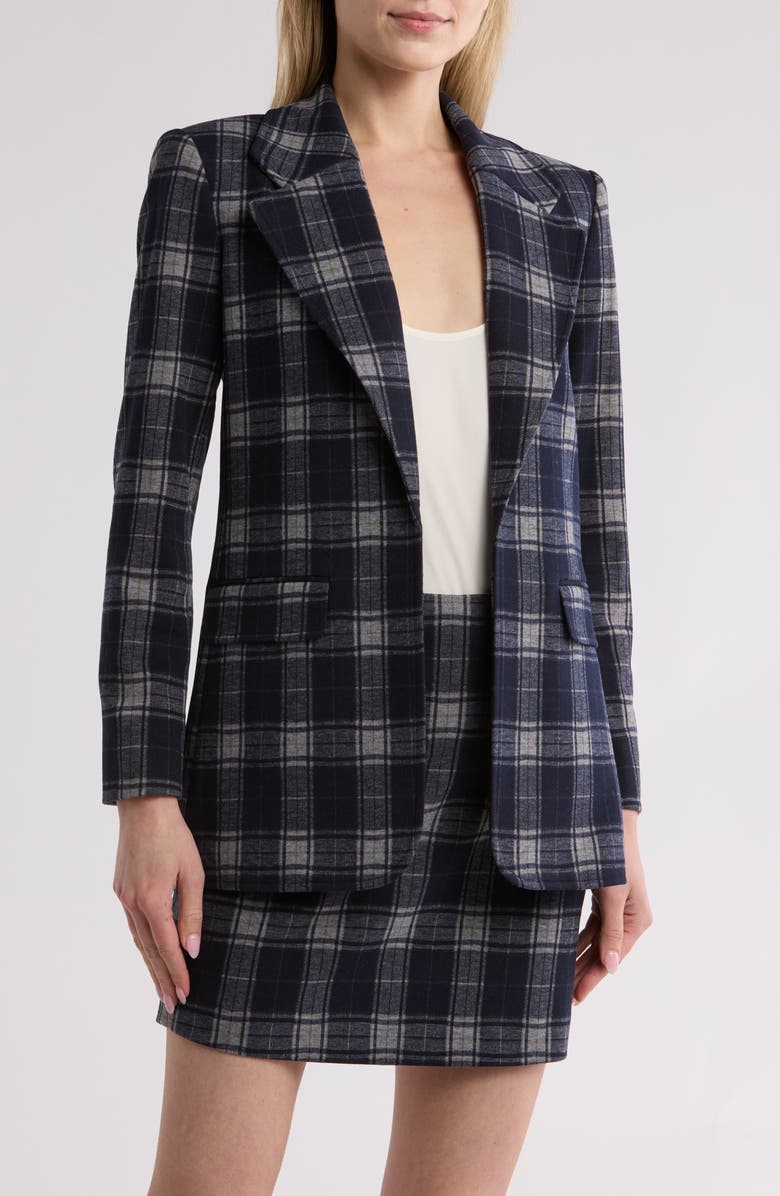 Calvin Klein Plaid Longline Jacket, Main, color, 