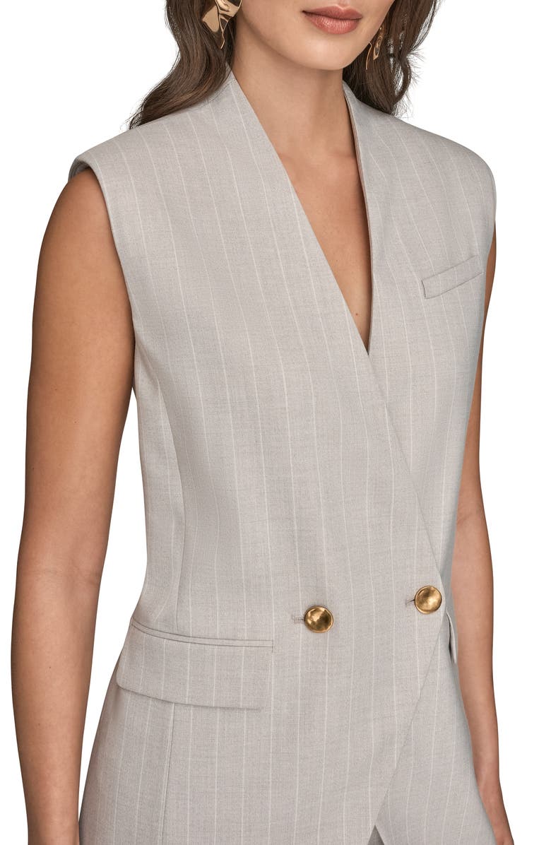 Donna Karan New York Pinstripe Vest, Alternate, color, Vapor Multi
