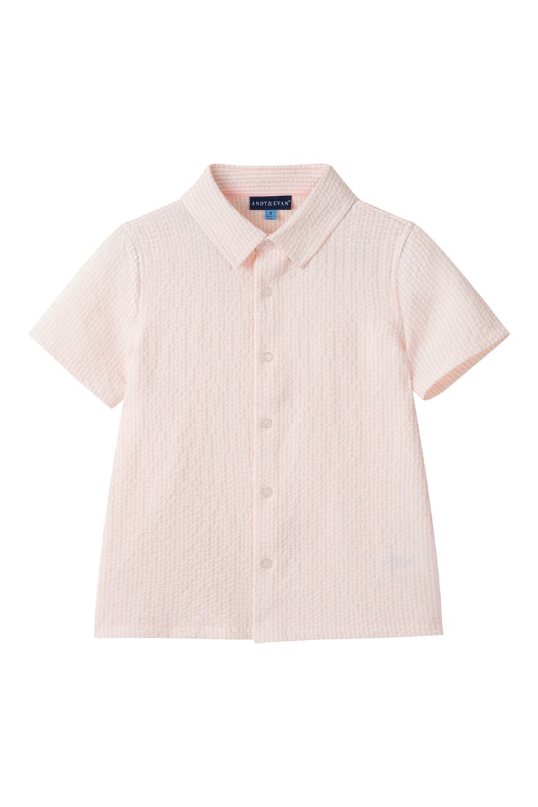 Kids' Seersucker Shirt & Shorts Set, Alternate, color, ORANGE