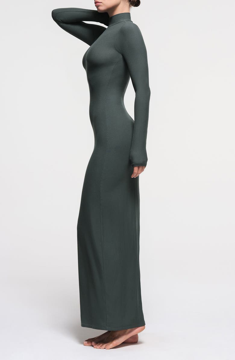 SKIMS Soft Lounge Mock Neck Long Sleeve Maxi Dress, Alternate, color, Deep Sea