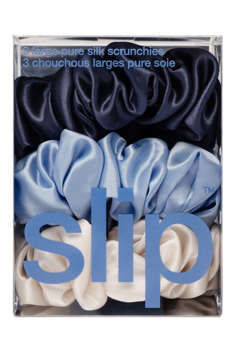 Skye 3-Pack Pure Silk Large Scrunchies, Alternate, color, SKYE