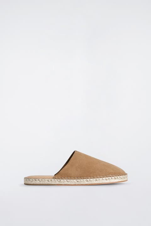 Split Suede Espadrille Mules
