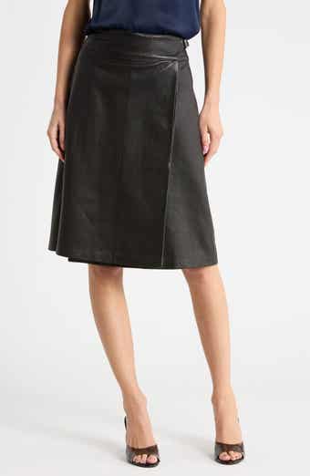 Raddix Belted Leather Midi Skirt