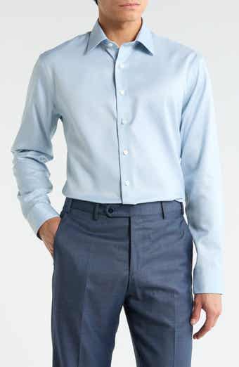 Nordstrom Trim Fit Solid Premium Non-Iron Cotton Herringbone Dress Shirt