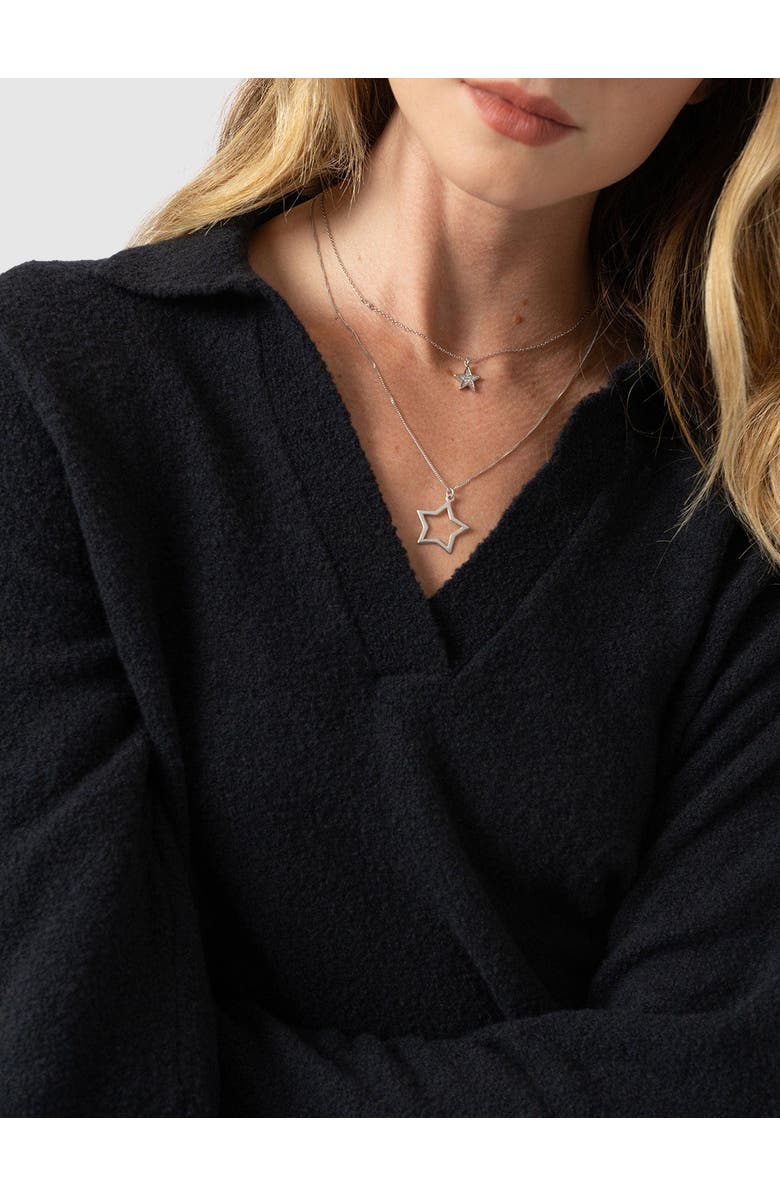 Saint + Sofia Delphi Polo Knit, Alternate, color, Black