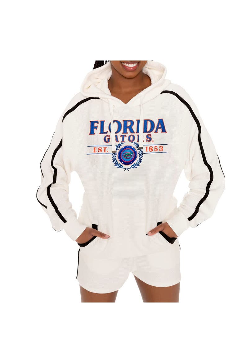 Women's Gameday Couture Cream Florida Gators Down, Set, Go Pullover Hoodie and Shorts Set, Alternate, color, Cream