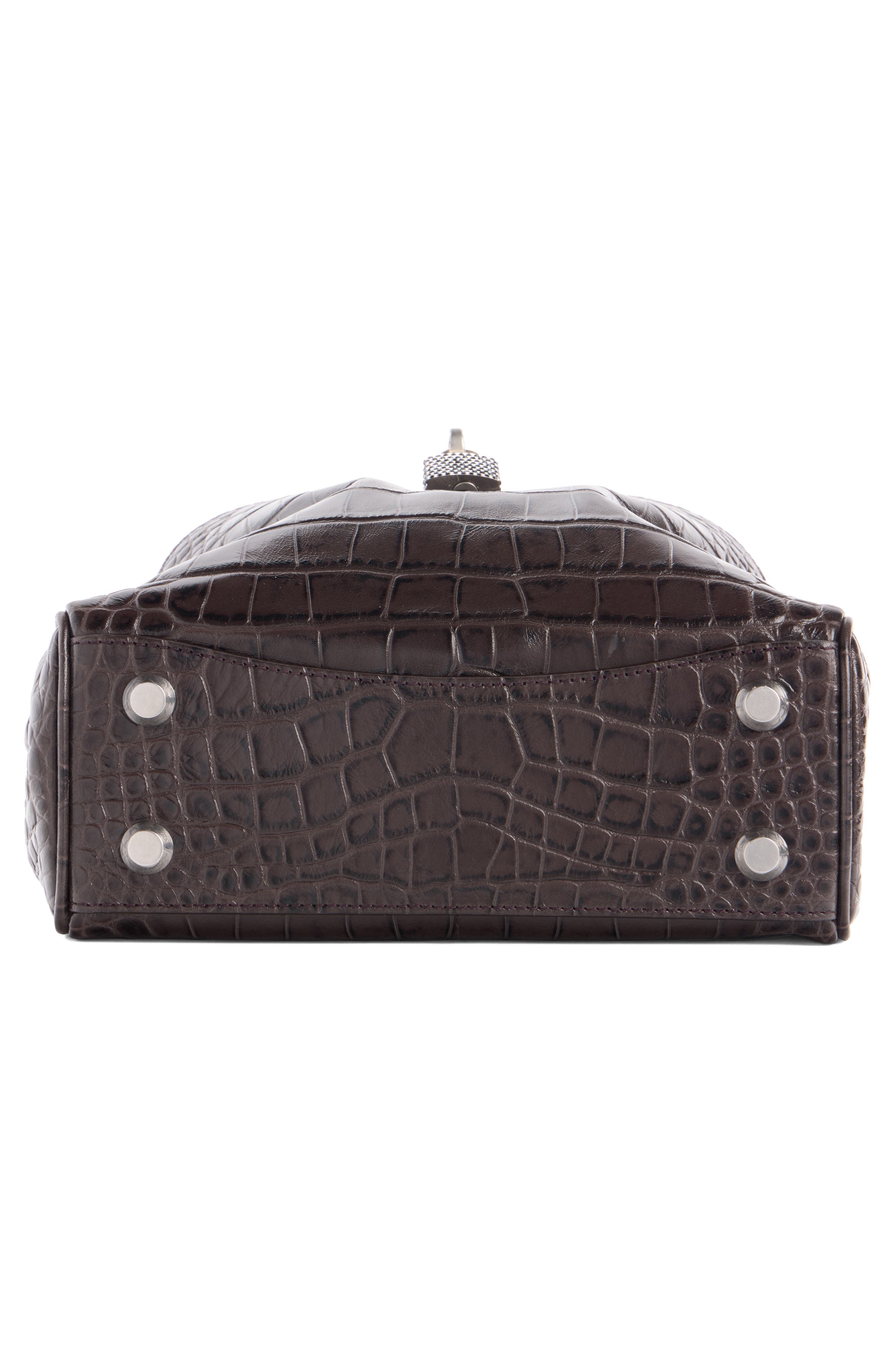 Balenciaga Rodeo Croc Embossed Leather Top Handle Bag, Alternate, color, 2210 Espresso/ Black