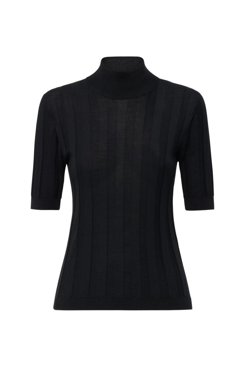 Jordyn Short sleeve mockneck sweater, Main, color, Black