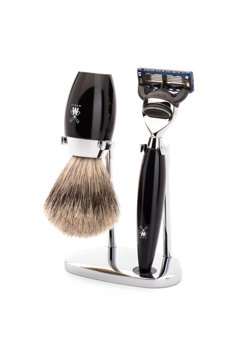 Kosmo Black 3-Piece Fine Badger & Fusion Shaving Set, Main, color, Black
