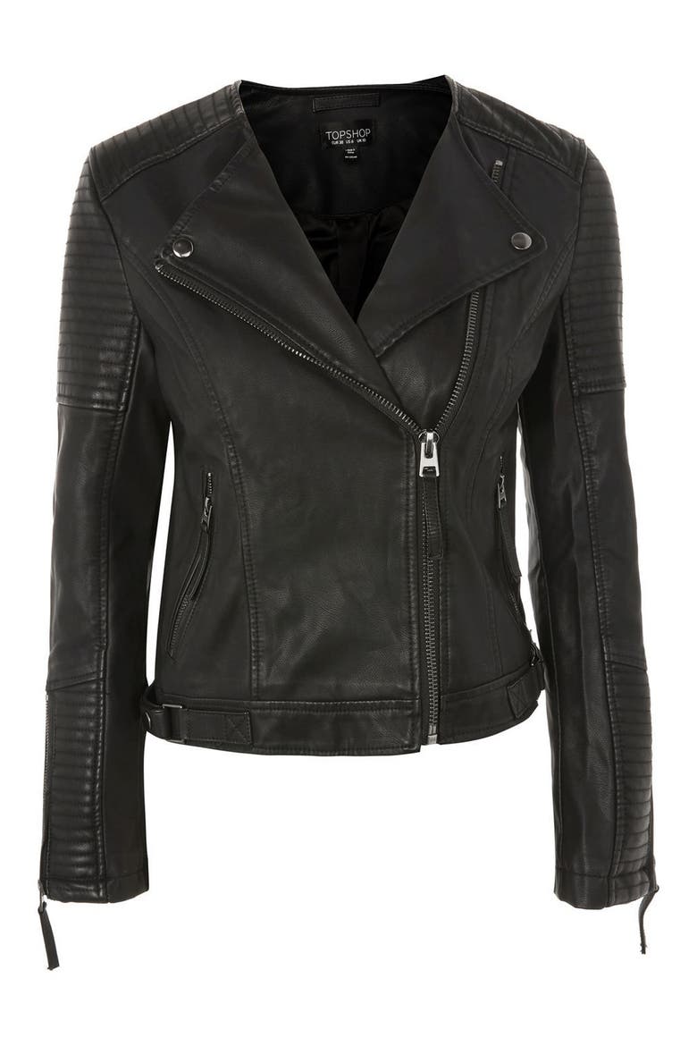 Luna Faux Leather Biker Jacket, Alternate, color, BLACK