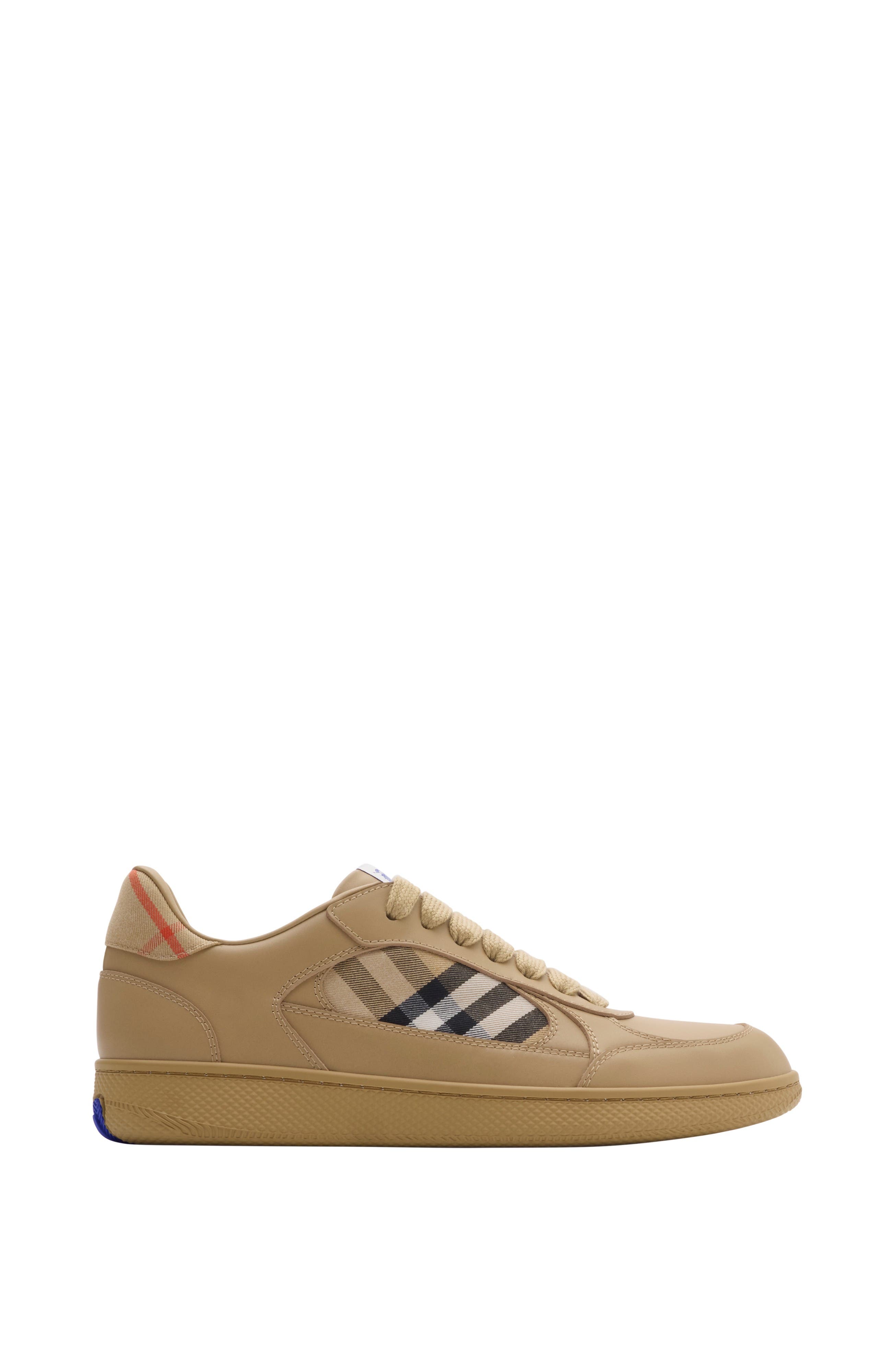 Burberry Leather and Check Terrace Sneakers, Main, color, Sand Beige/Sand Beige