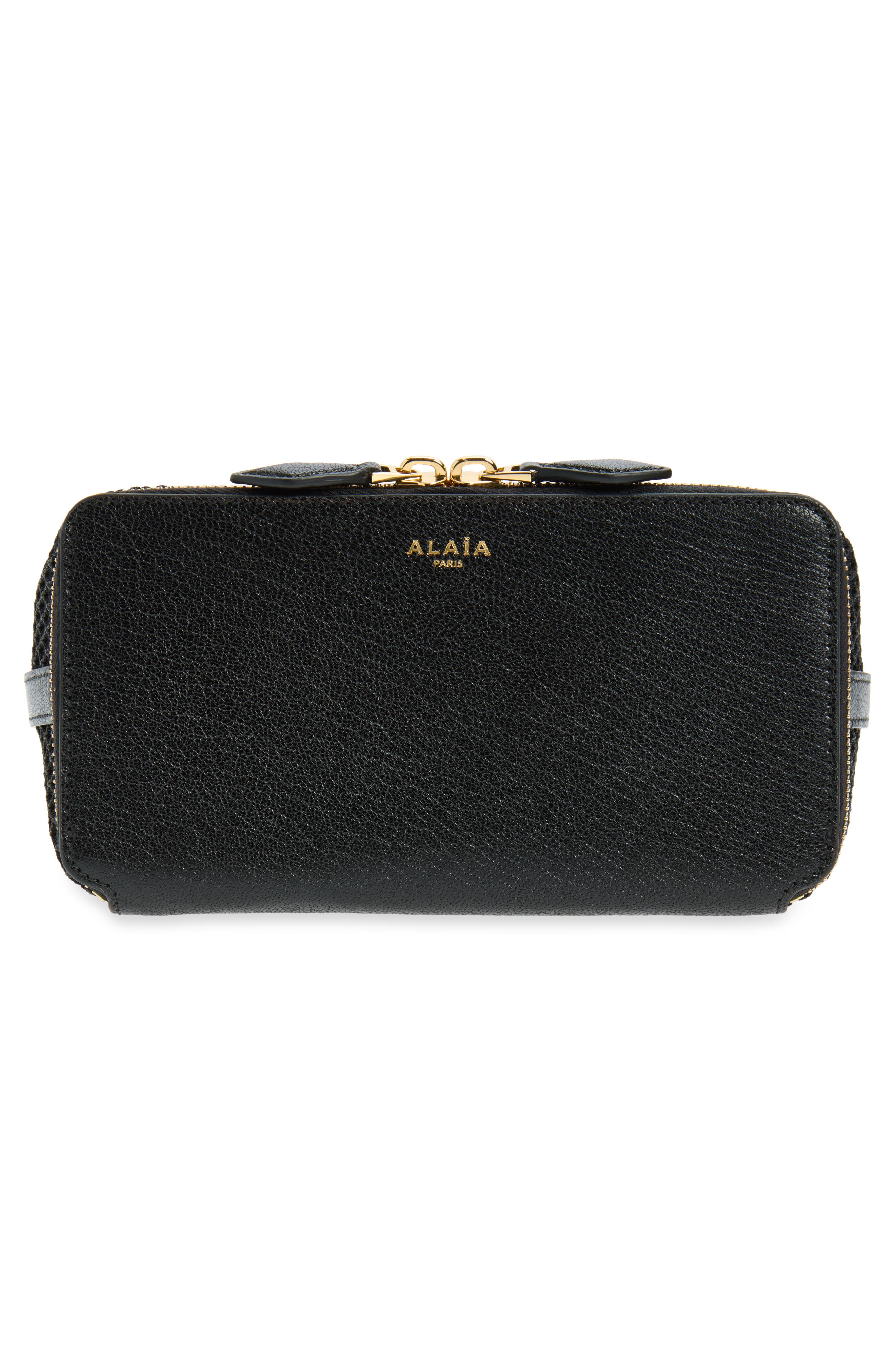 Alaïa Le Pochon Fishnet Shoulder Bag, Alternate, color, Noir 999