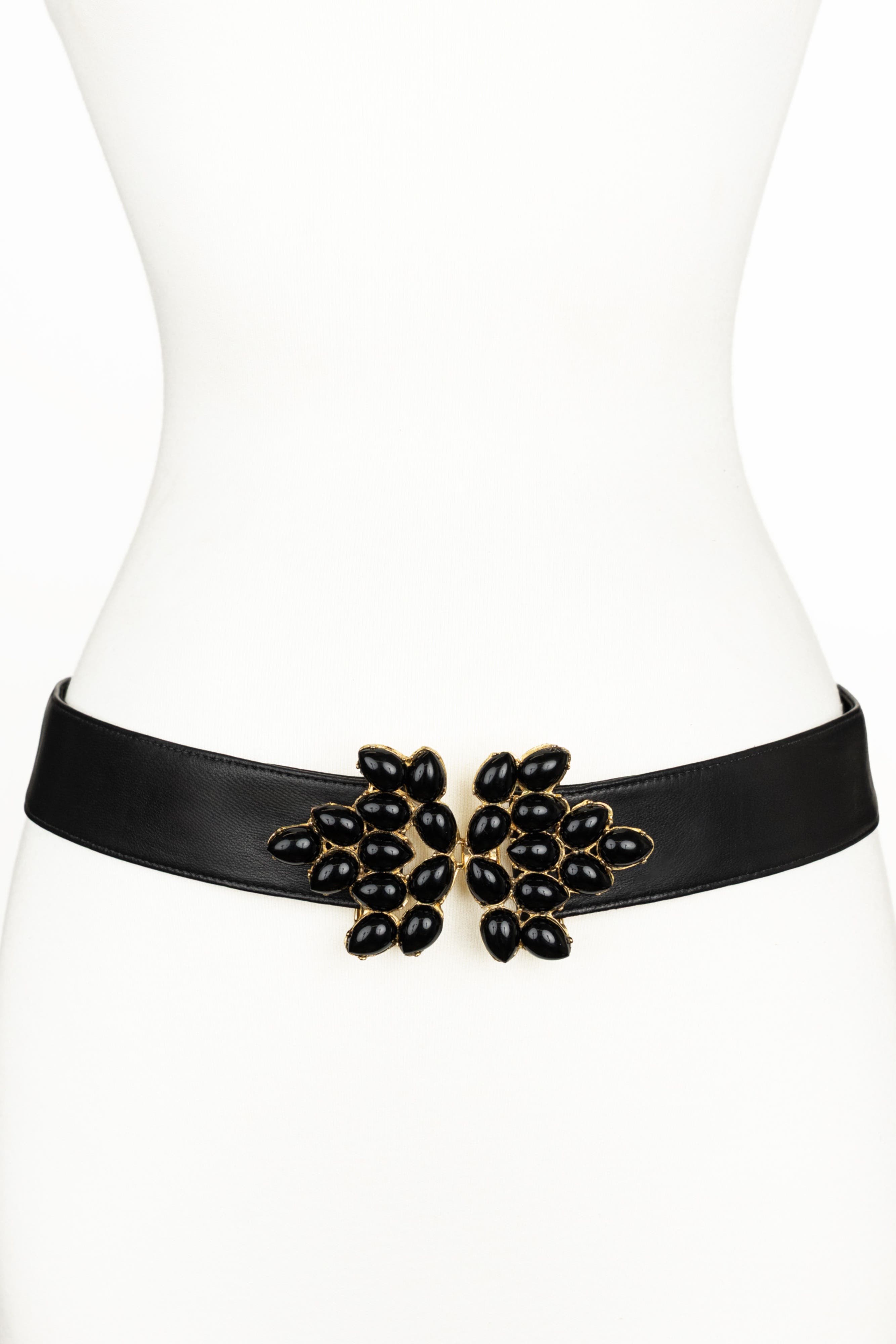 Raina Belts Jaclyn Chain Leather Belt In Black