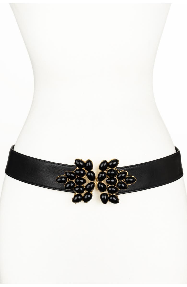 Raina Belts Jaclyn Chain Leather Belt, Main, color, Black