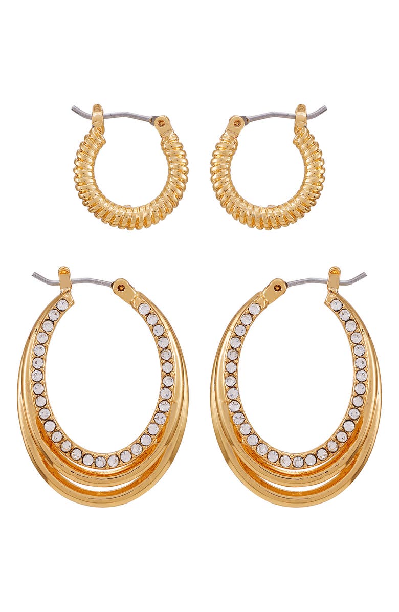 Vince Camuto Set of Two Hoop Earrings, Alternate, color, Gold