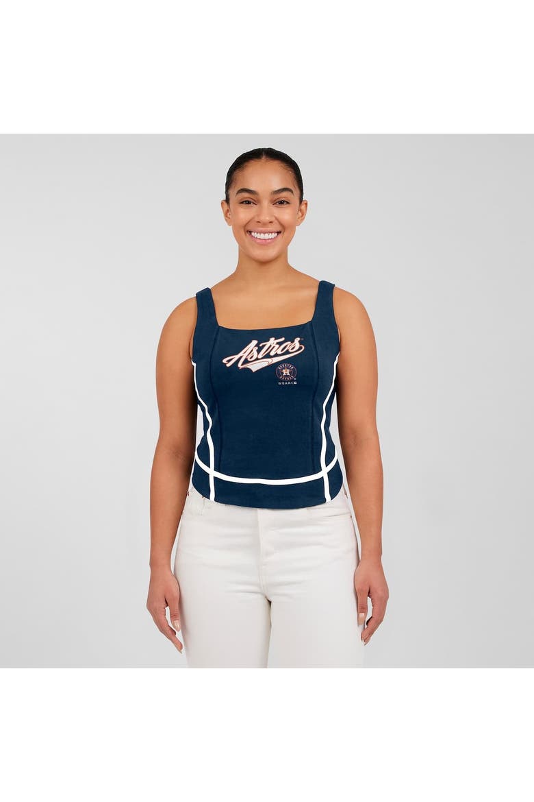 Women's WEAR by Erin Andrews  Navy Houston Astros Square Neck Tank Top, Alternate, color, Navy