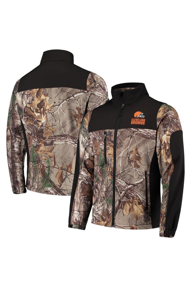 Men's Dunbrooke Realtree Camo/Black Cleveland Browns Circle Hunter Softshell Full-Zip Jacket, Main, color, Realtree Camo