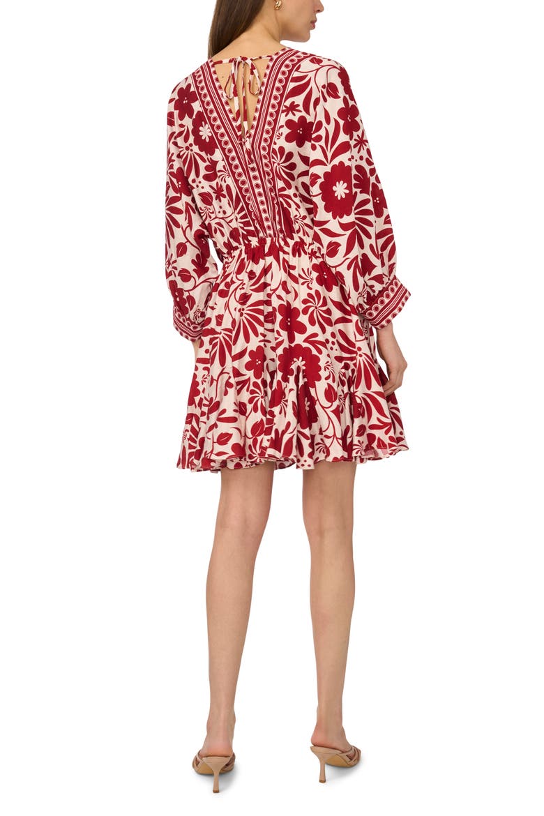 Printed Long Sleeve Dress, Alternate, color, RIO RED