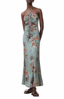 AllSaints Celia Cutout Halter Maxi Dress