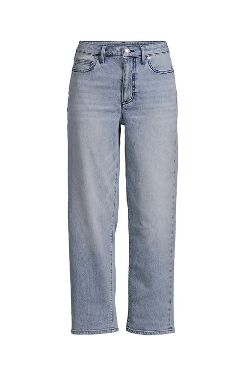 Lands' End Plus Size Soft Denim Mid Rise Relaxed Straight Crop Jeans In Animal Print