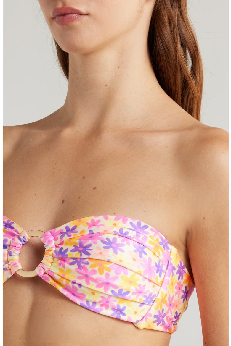 Strapless Bandeau Bikini Top, Alternate, color, DAISY DREAMER