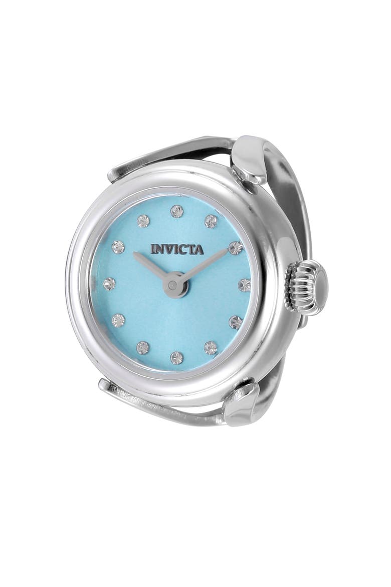 Mini Ring Quartz Watch, Main, color, LIGHT BLUE/ SILVER