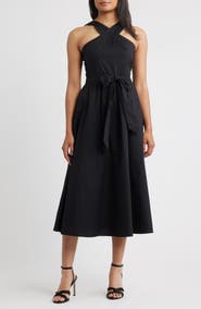 Anne Klein Crisscross Halter Midi Dress